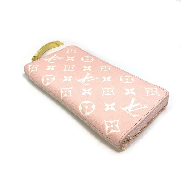Louis Vuitton Monogram Amplant Zippy Wallet Round Zipper Pink Beige Yellow - Picture 3 of 8